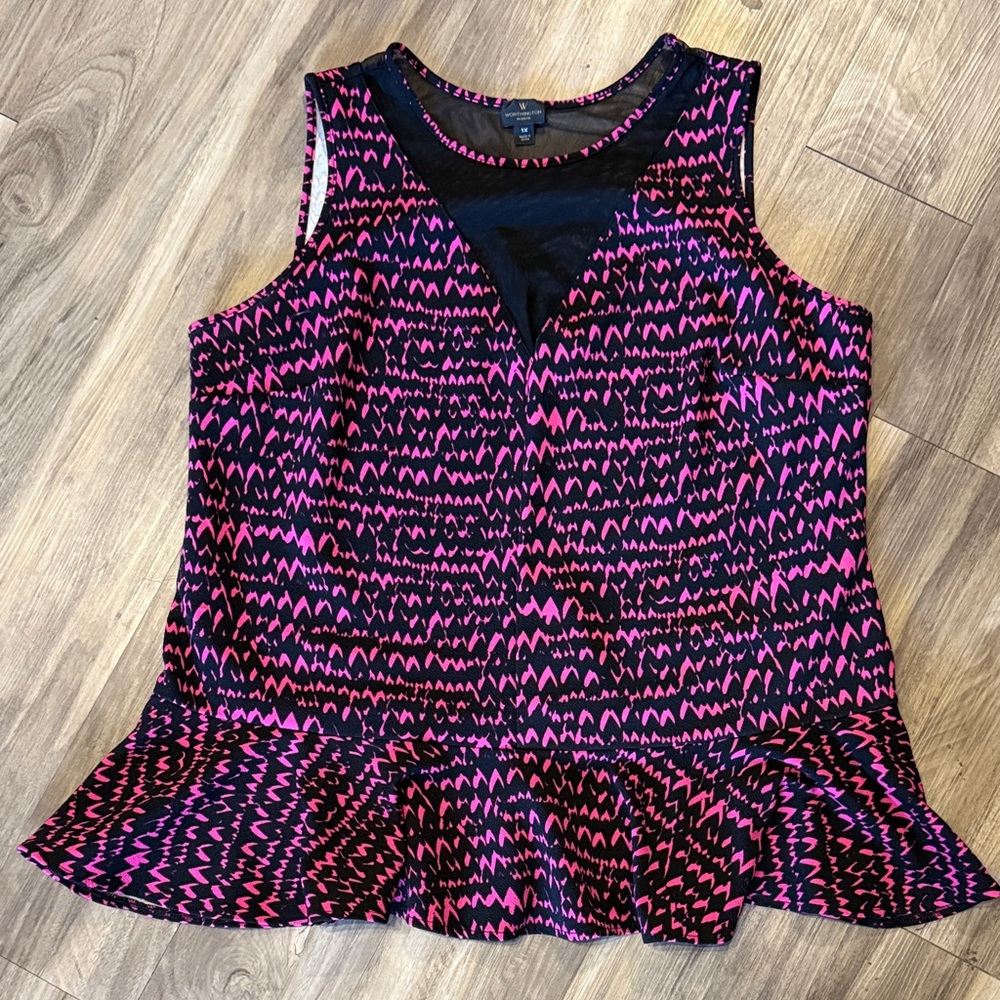 Worthington Vibrant Pink and Black Women's Blouse